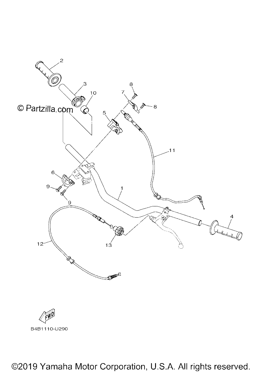 Diagrama de STEERING HANDLE CABLE