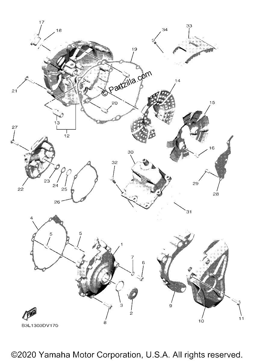 Diagrama de CRANKCASE COVER 1