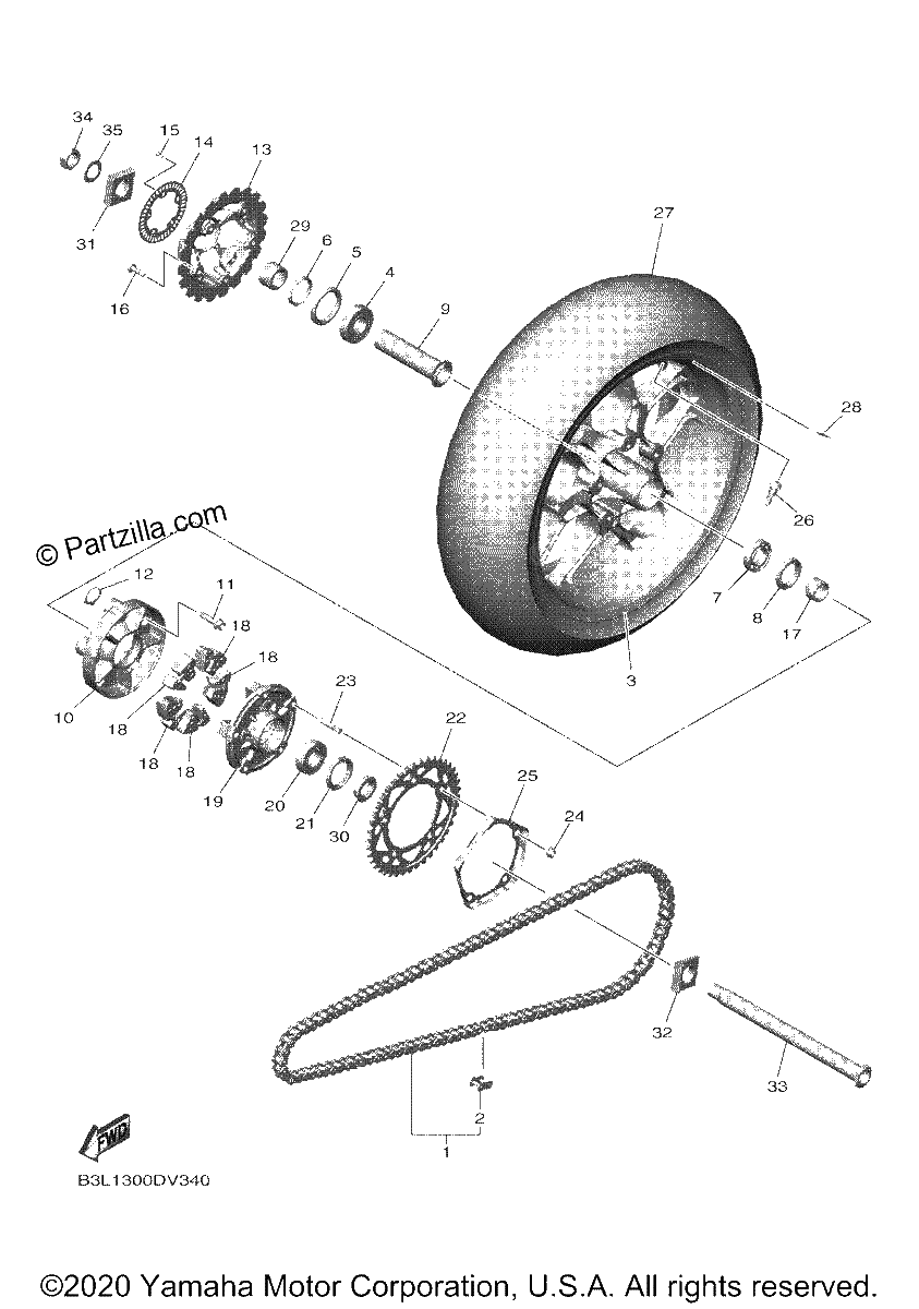 Diagrama de REAR WHEEL