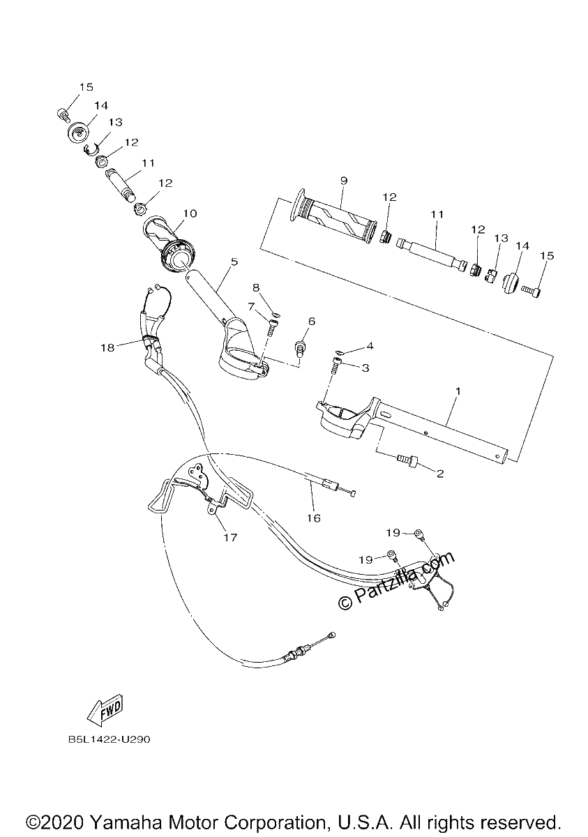 Diagrama de STEERING HANDLE CABLE