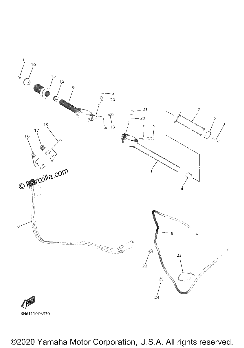 Diagrama de STEERING HANDLE CABLE