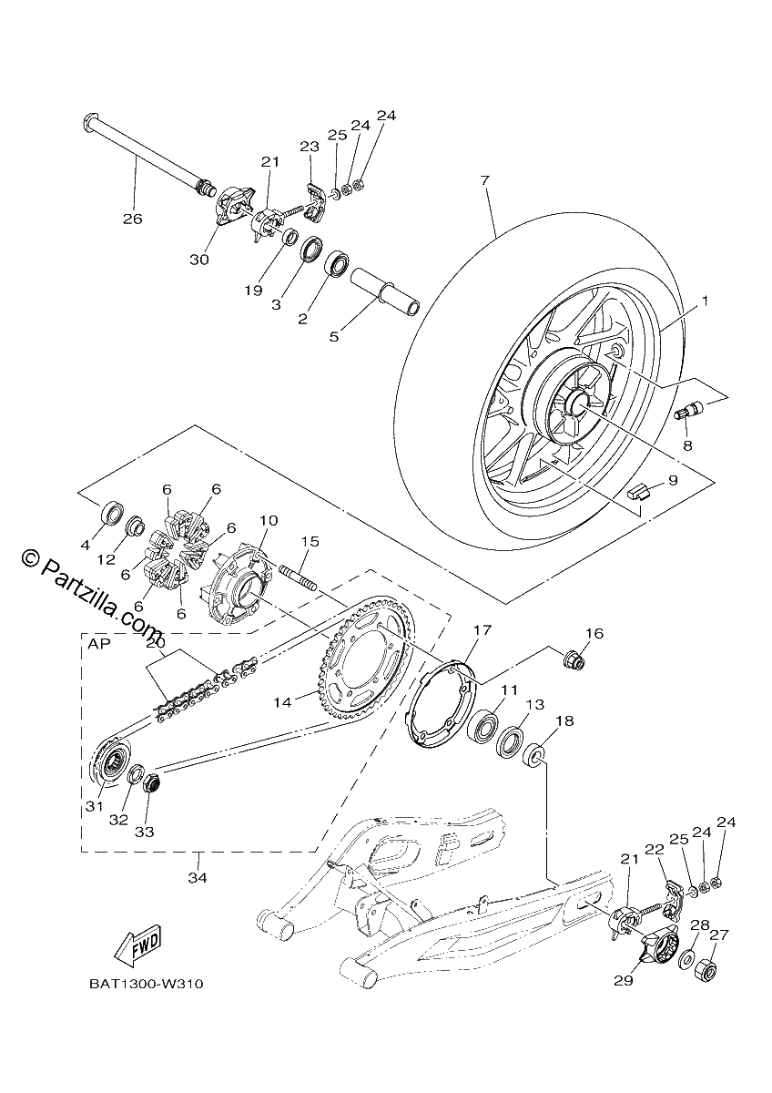 Diagrama de REAR WHEEL