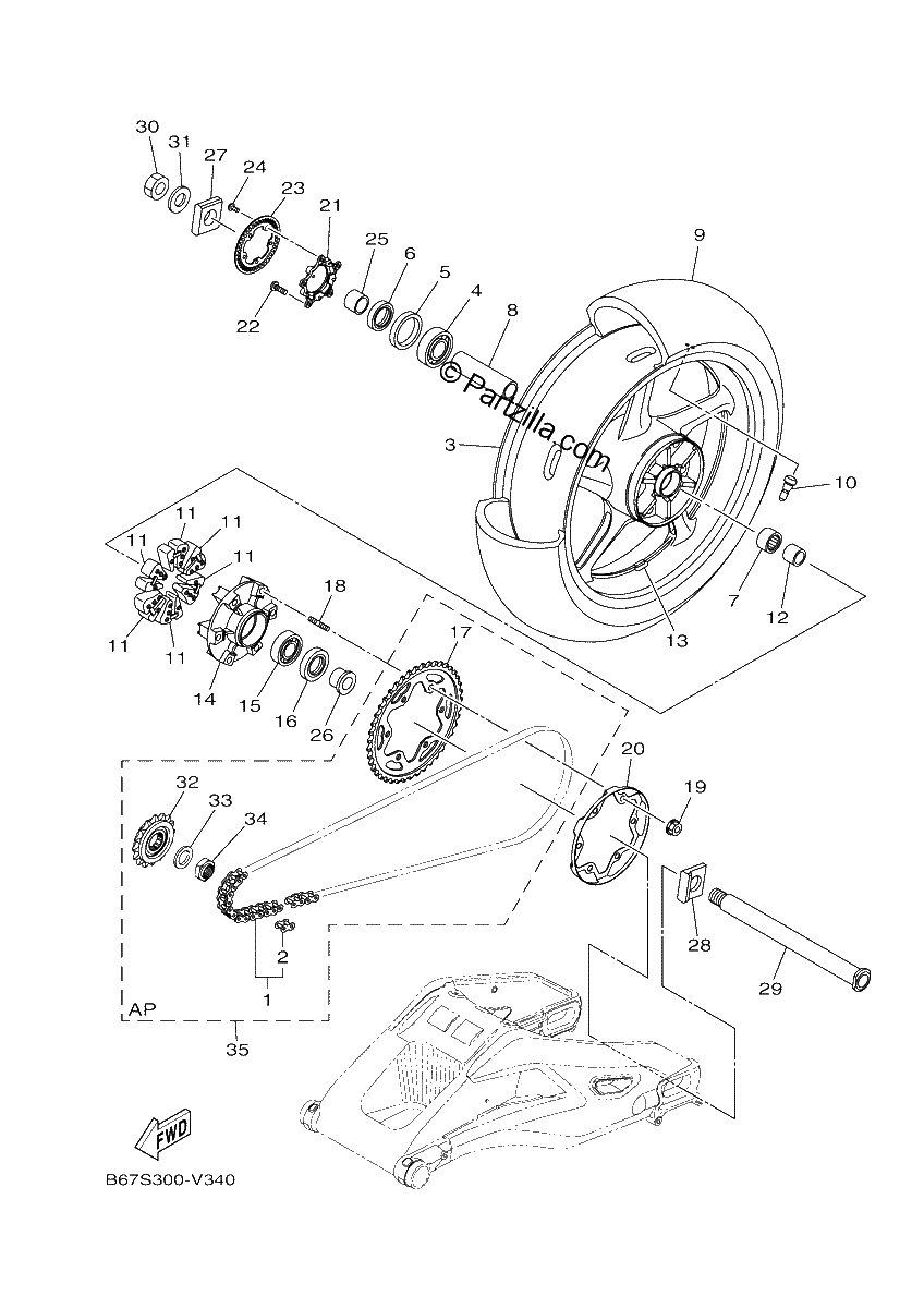 Diagrama de REAR WHEEL