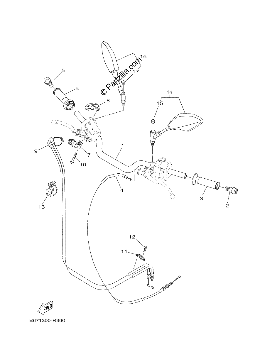 Diagrama de STEERING HANDLE CABLE