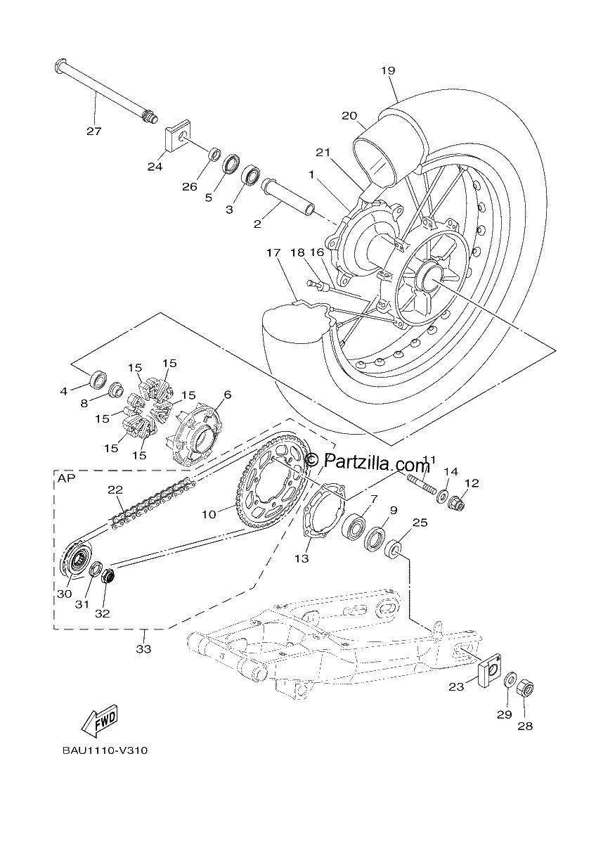 Diagrama de REAR WHEEL