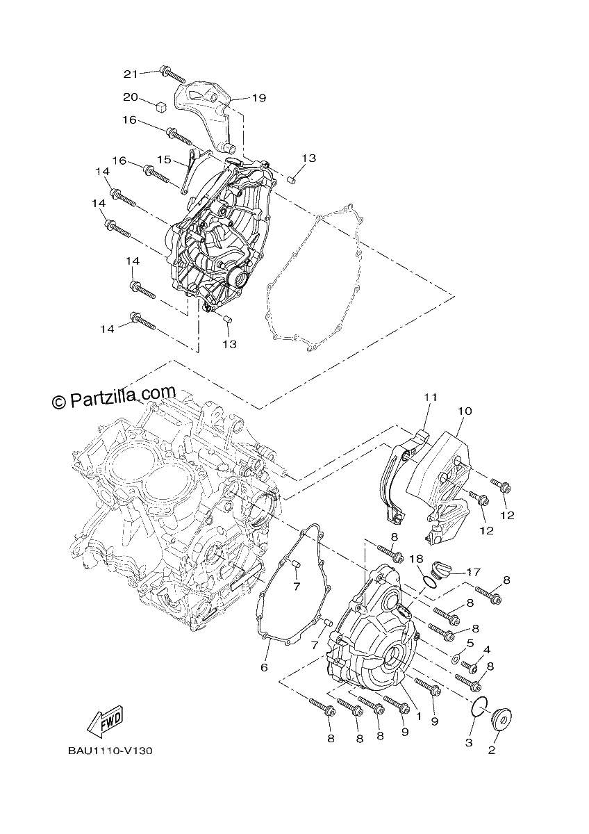 Diagrama de CRANKCASE COVER 1