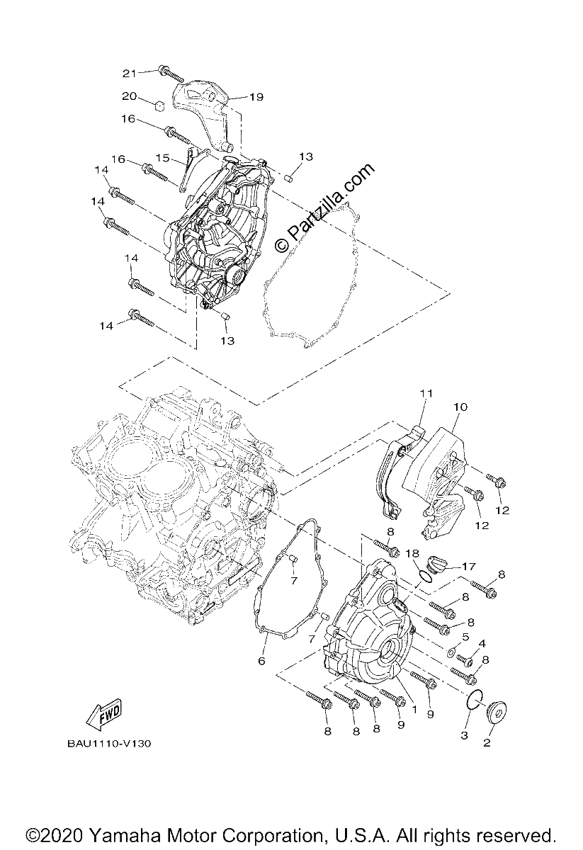 Diagrama de CRANKCASE COVER 1
