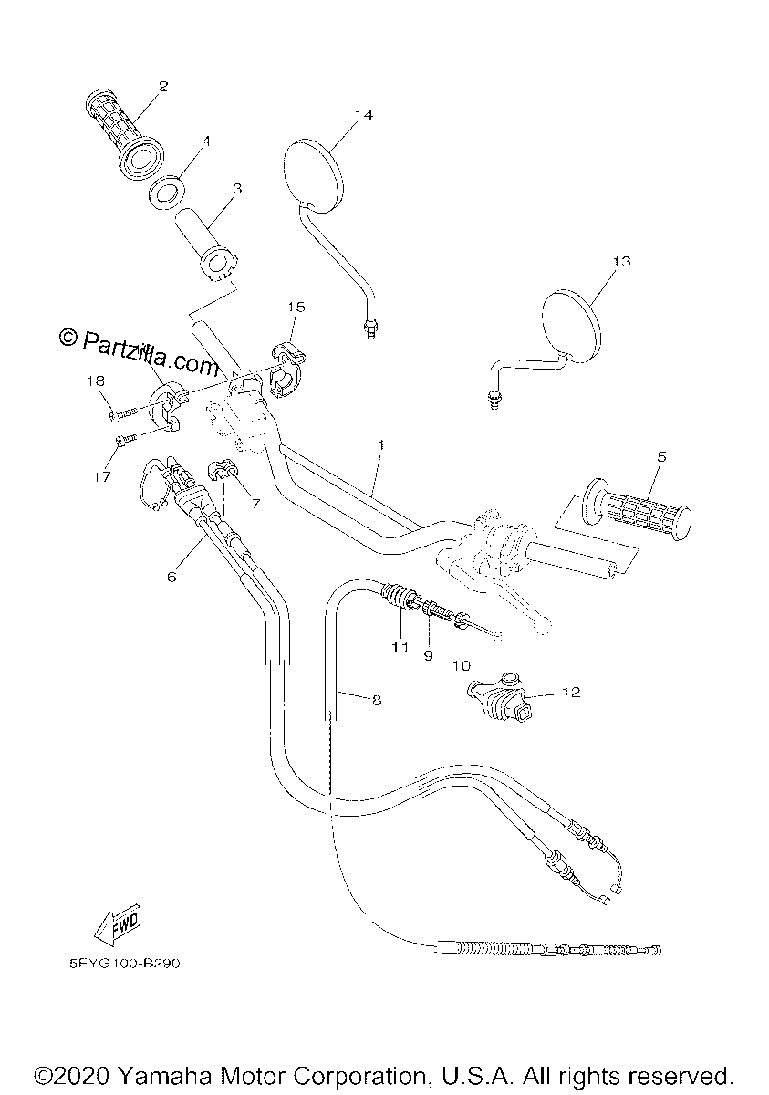 Diagrama de STEERING HANDLE CABLE