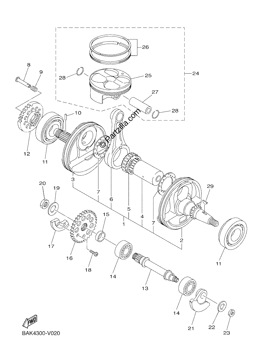 Diagrama de CRANKSHAFT PISTON