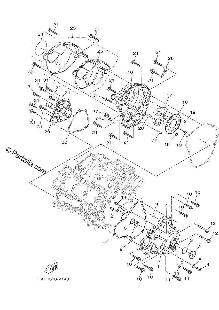 Diagrama de CRANKCASE COVER 1