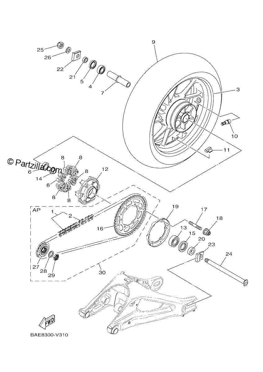 Diagrama de REAR WHEEL