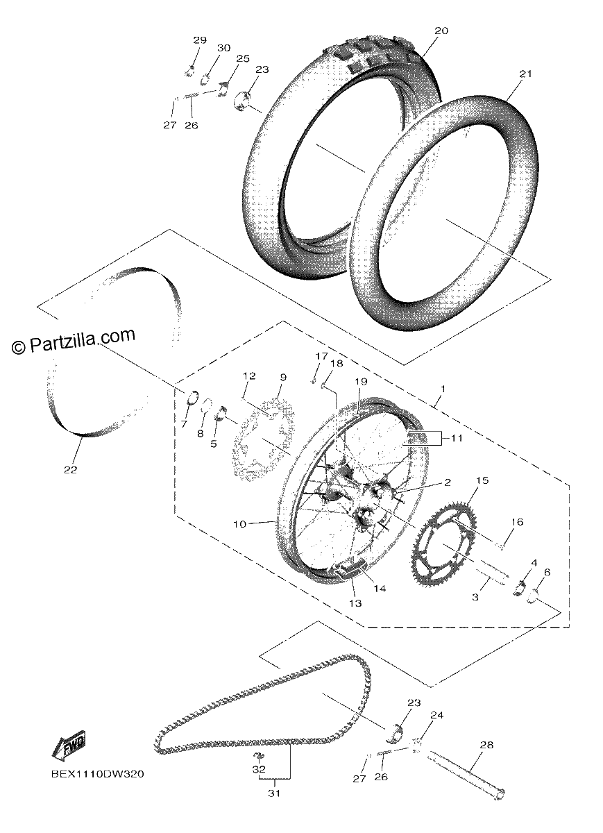 Diagrama de REAR WHEEL
