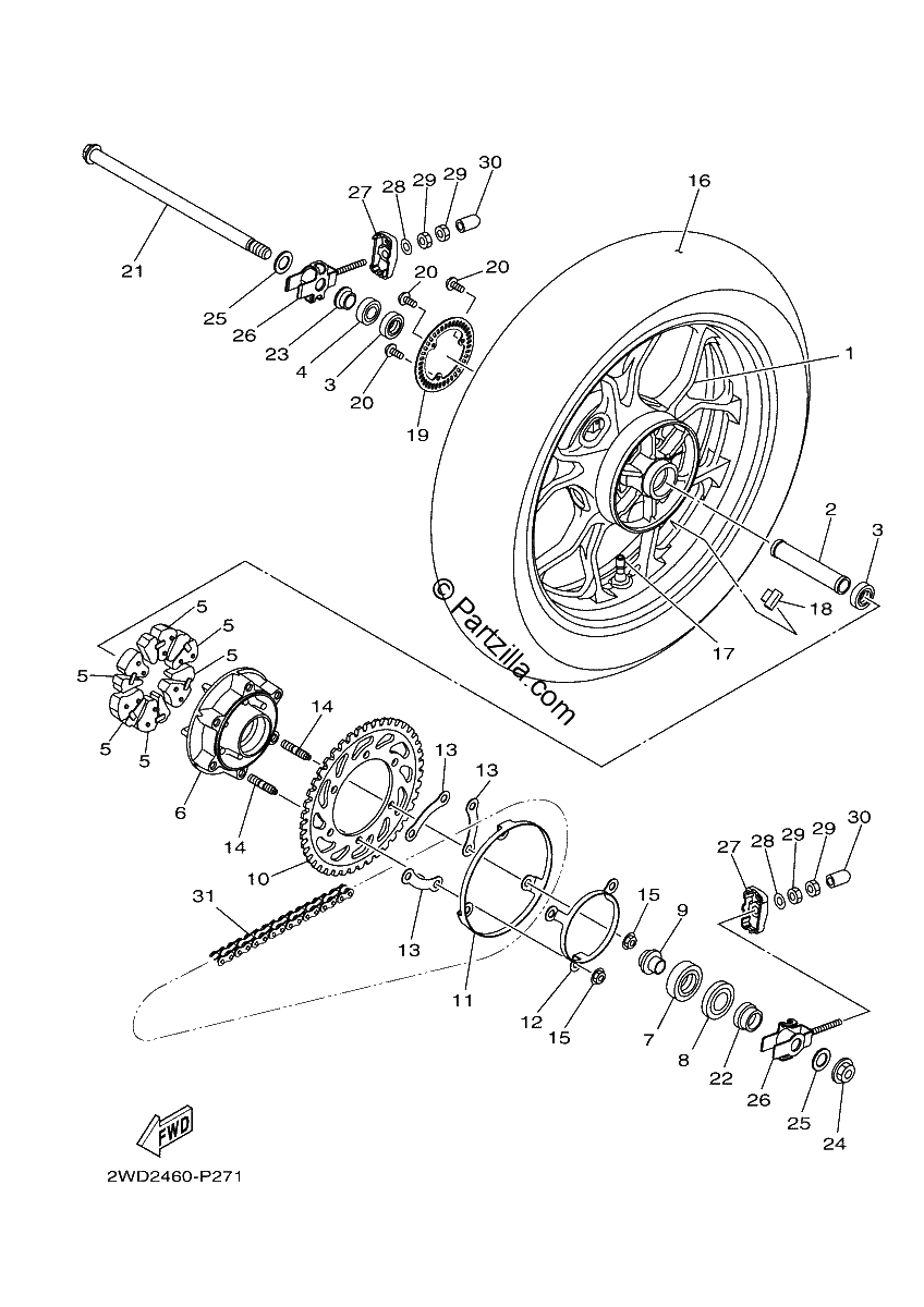 Diagrama de REAR WHEEL