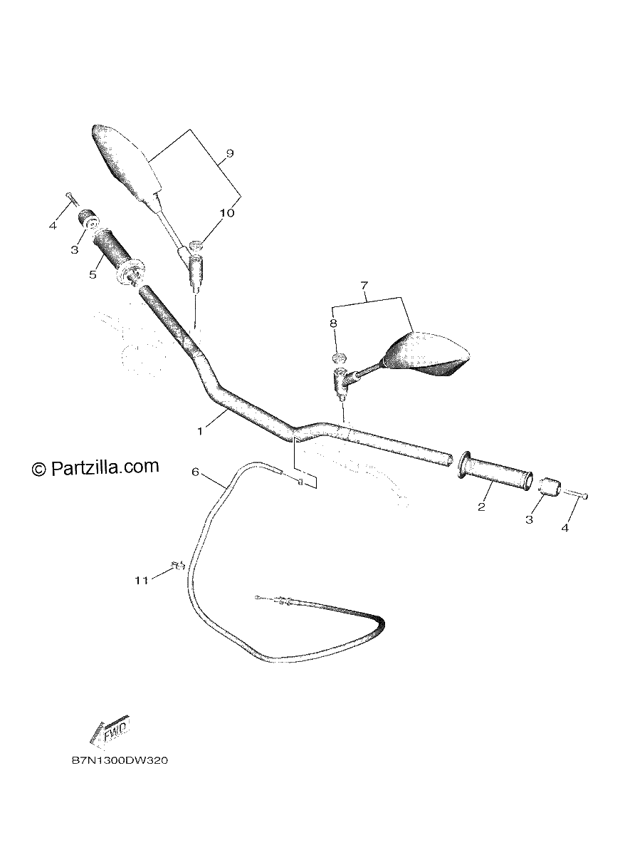 Diagrama de STEERING HANDLE CABLE