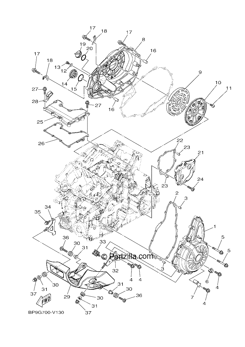 Diagrama de CRANKCASE COVER 1