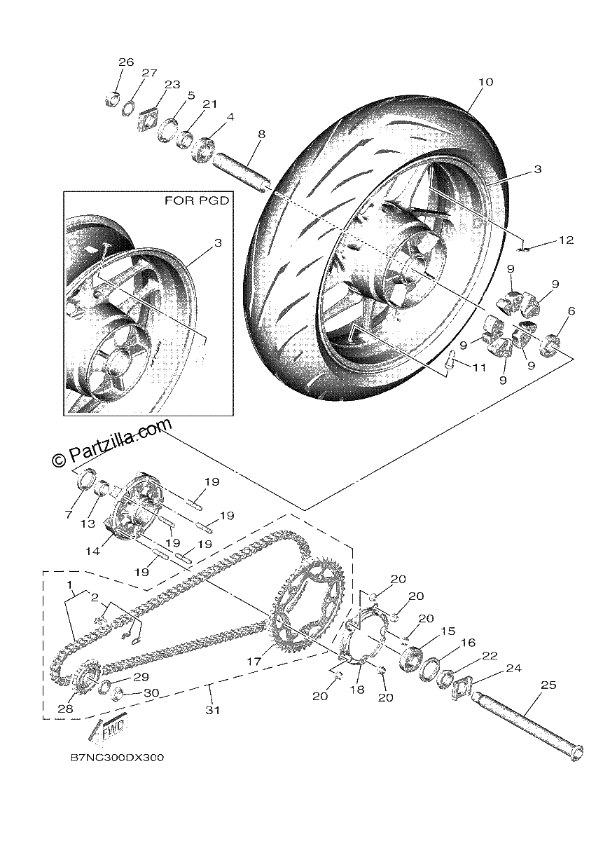 Diagrama de REAR WHEEL