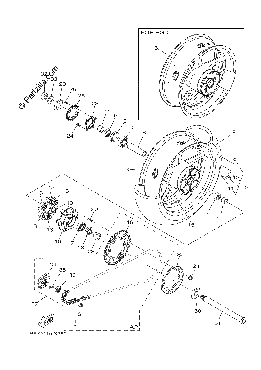 Diagrama de REAR WHEEL