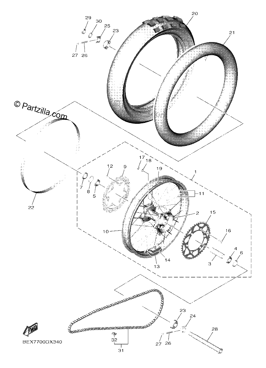 Diagrama de REAR WHEEL