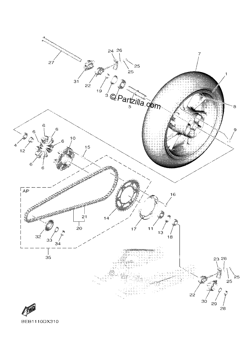 Diagrama de REAR WHEEL