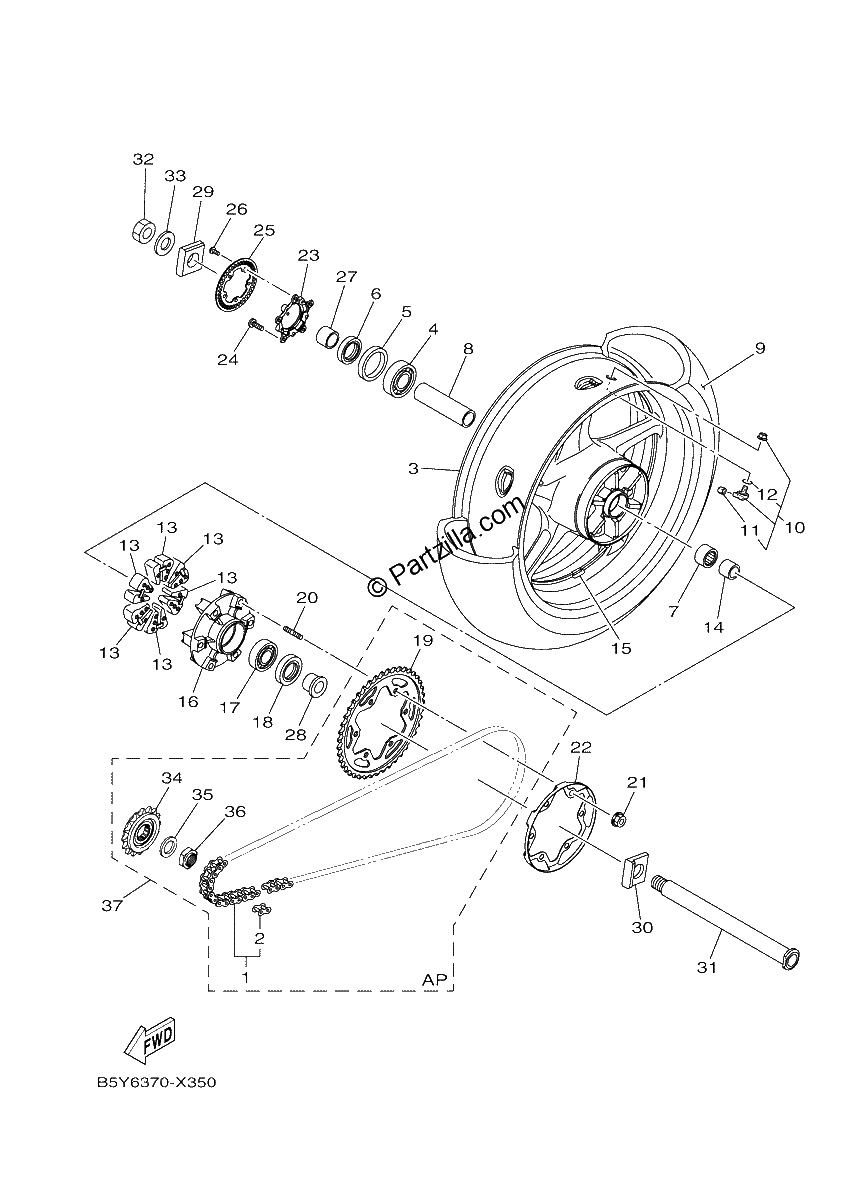 Diagrama de REAR WHEEL