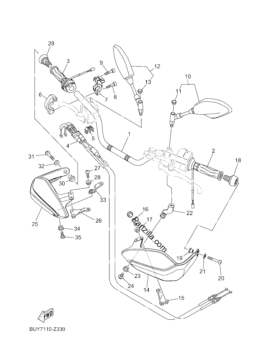Diagrama de STEERING HANDLE CABLE