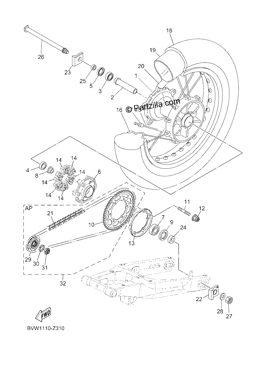 Diagrama de REAR WHEEL