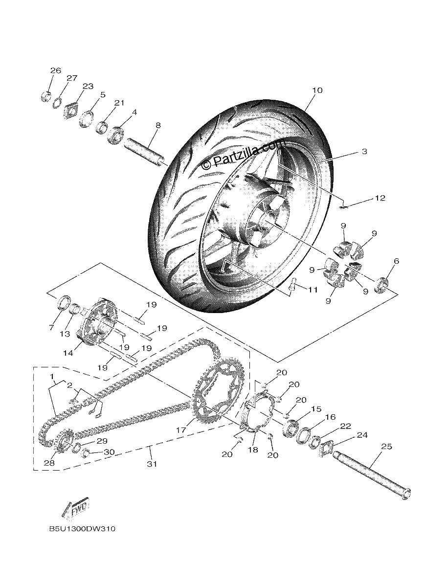 Diagrama de REAR WHEEL