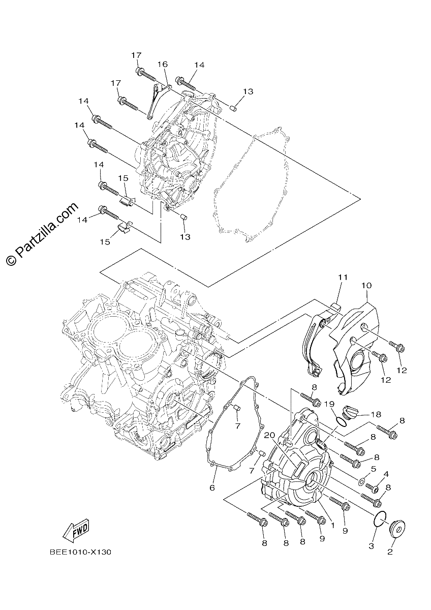 Diagrama de CRANKCASE COVER 1
