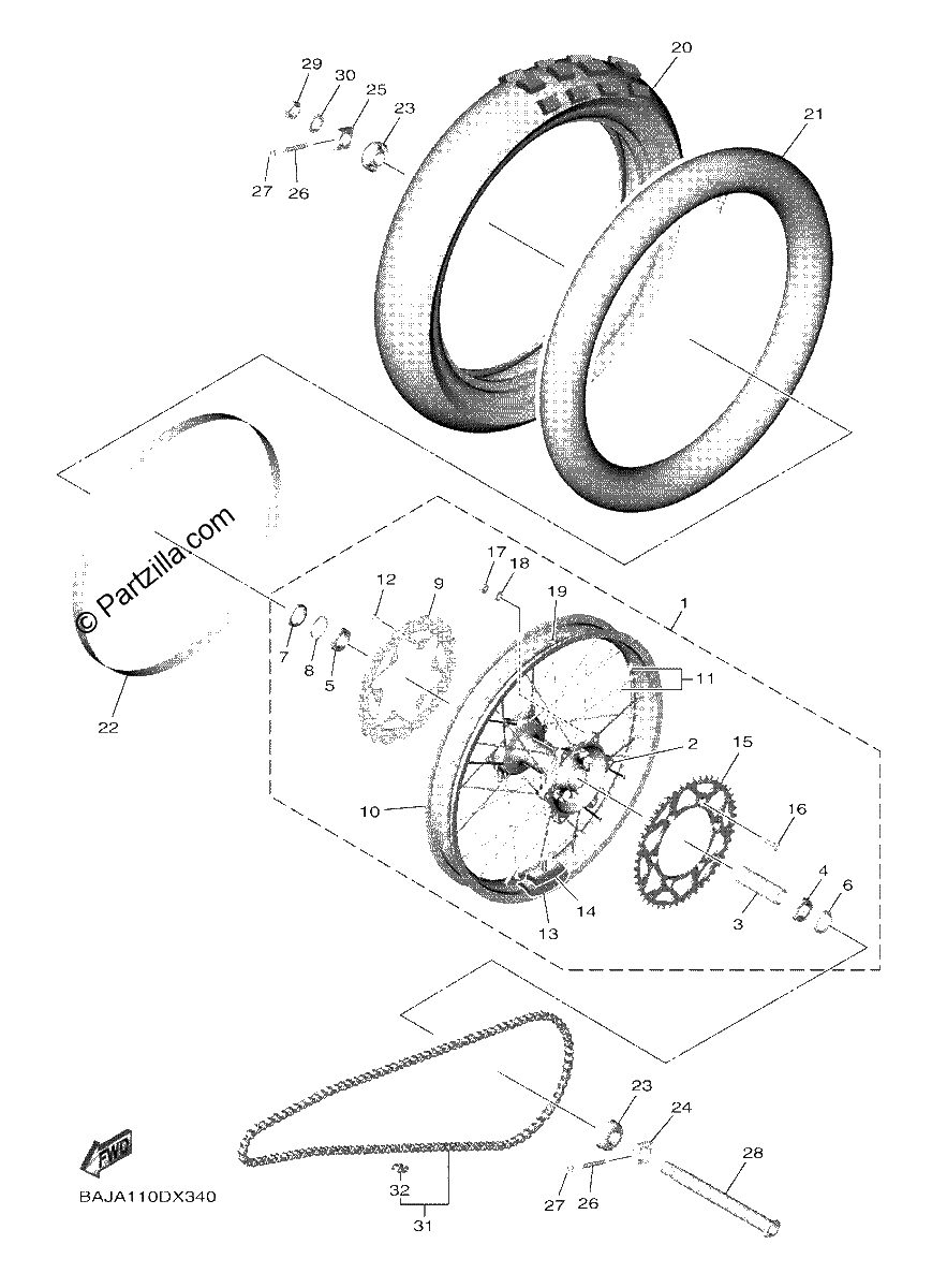 Diagrama de REAR WHEEL