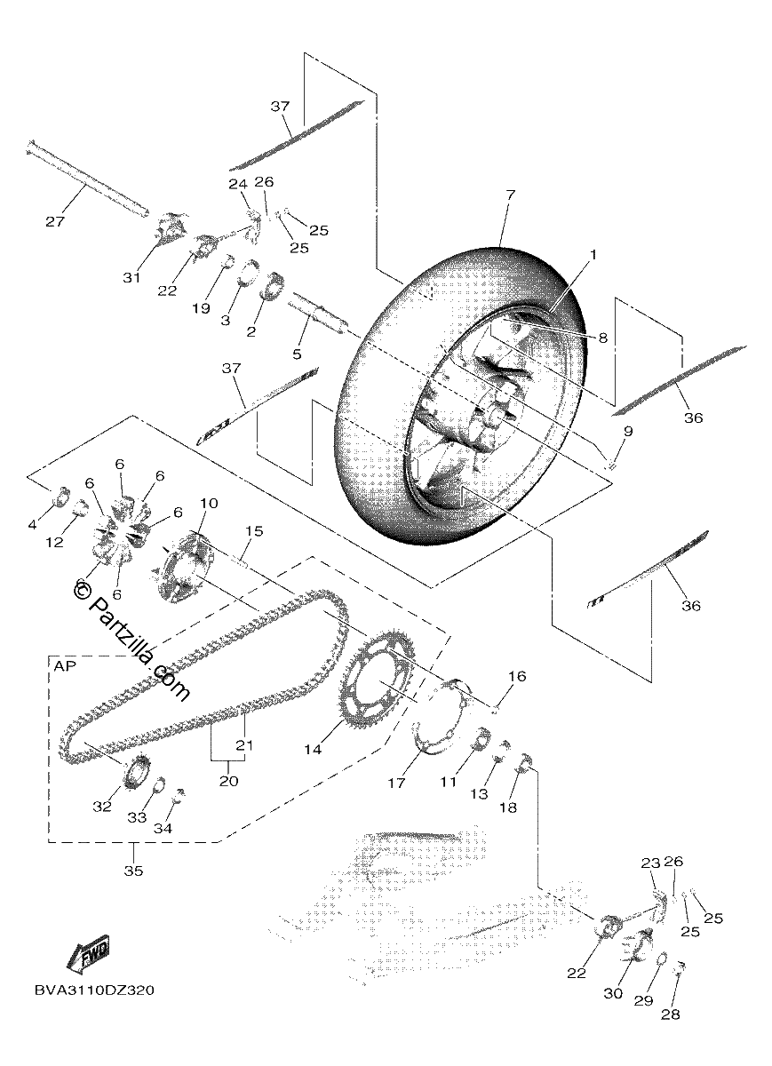 Diagrama de REAR WHEEL