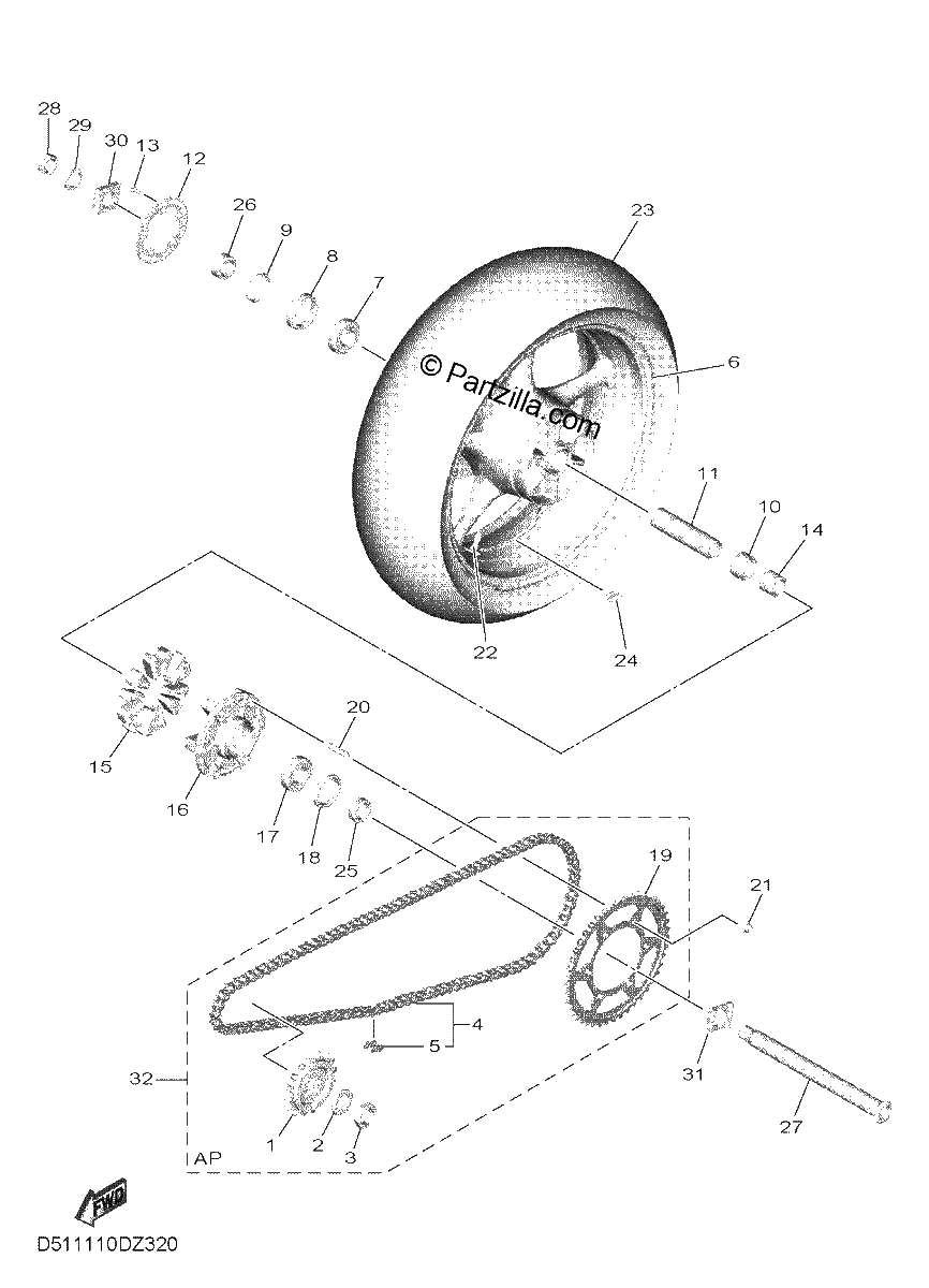 Diagrama de REAR WHEEL