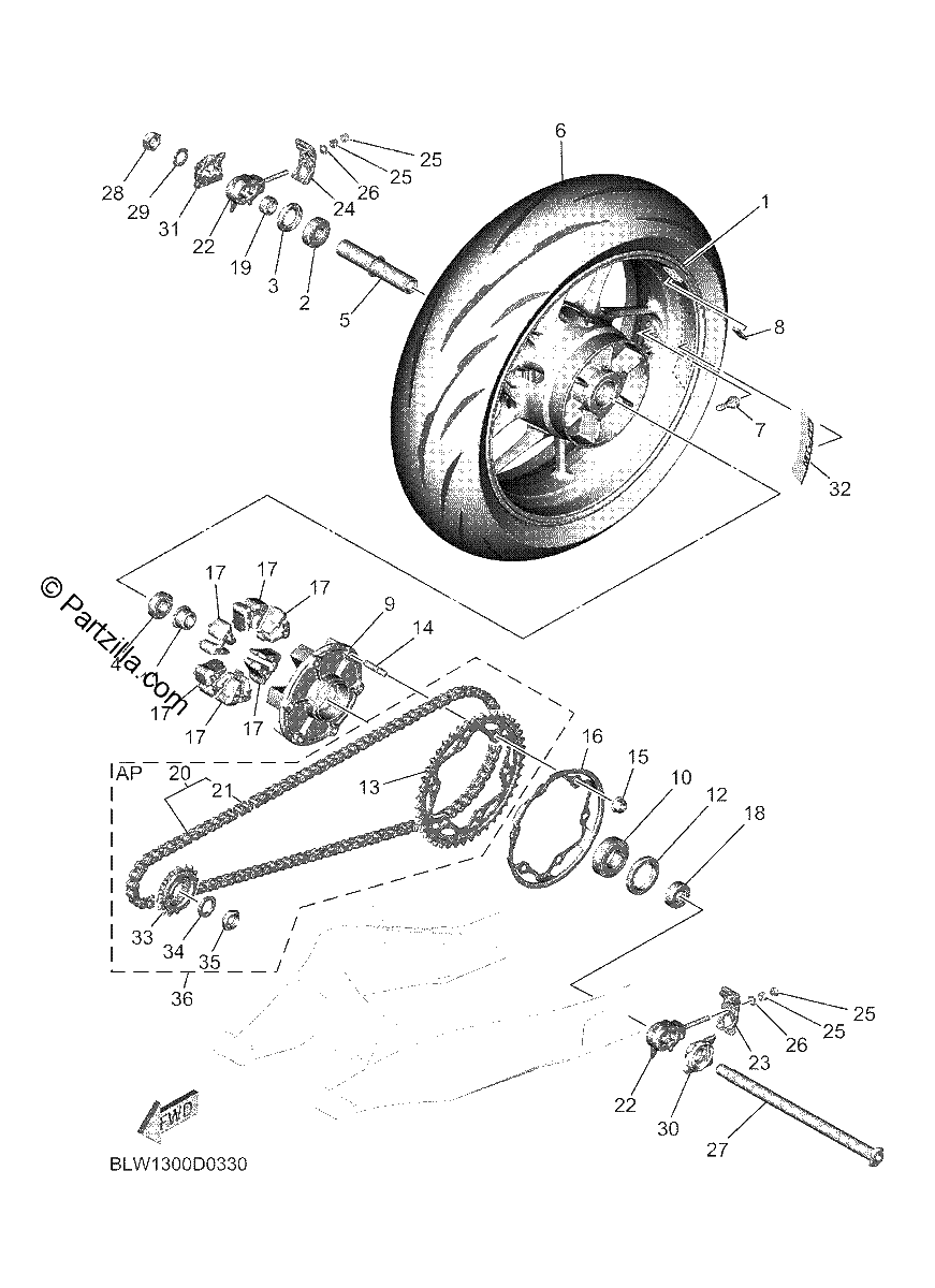 Diagrama de REAR WHEEL
