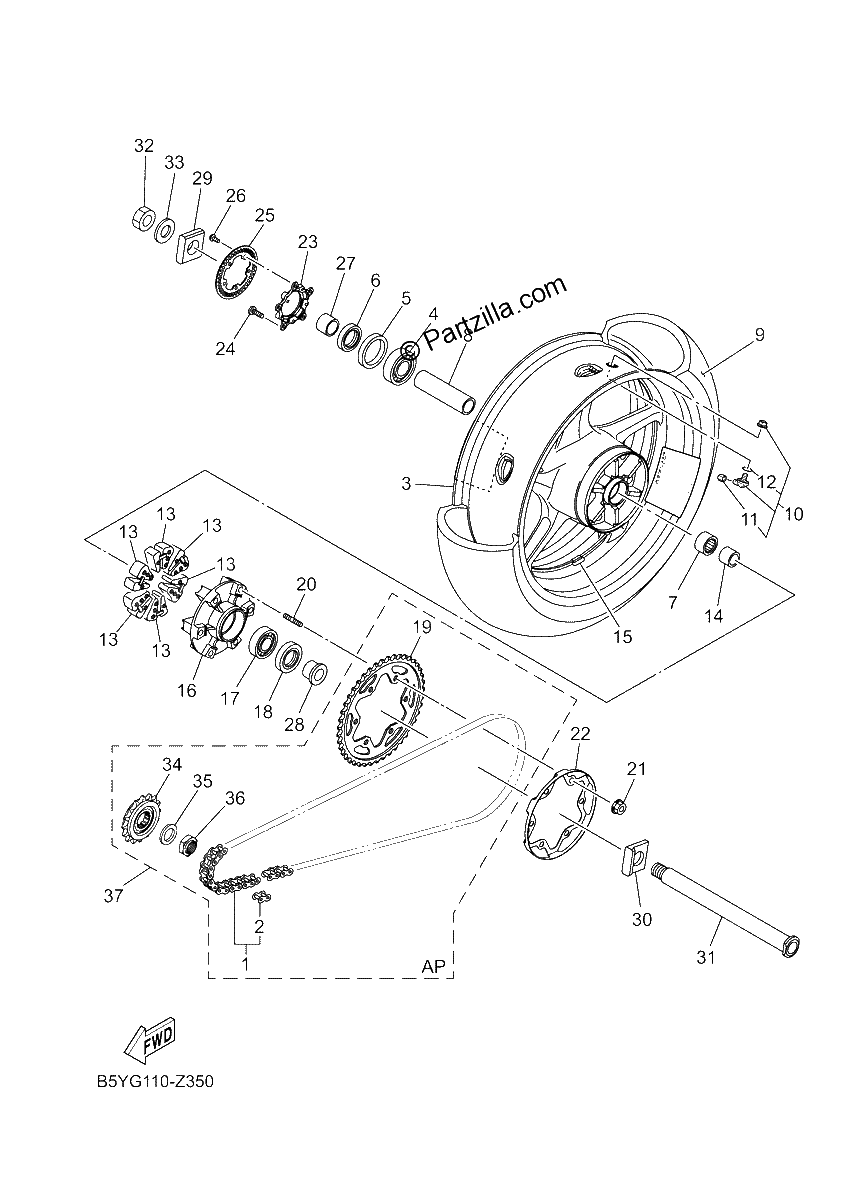 Diagrama de REAR WHEEL