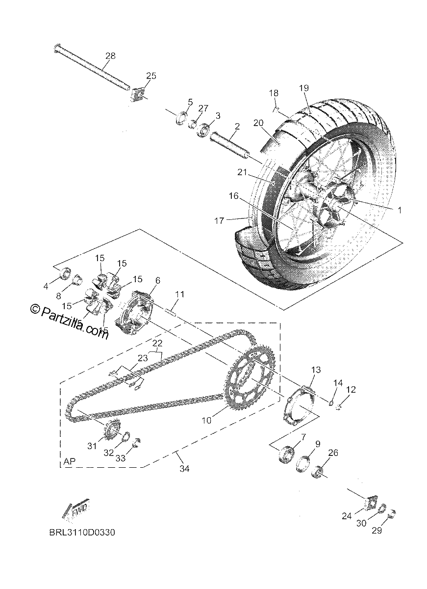 Diagrama de REAR WHEEL