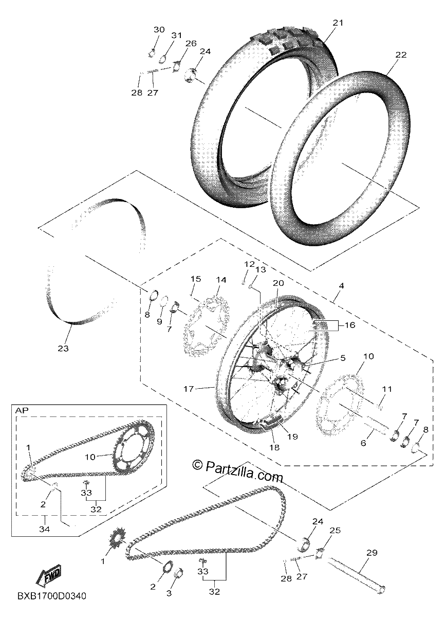 Diagrama de REAR WHEEL