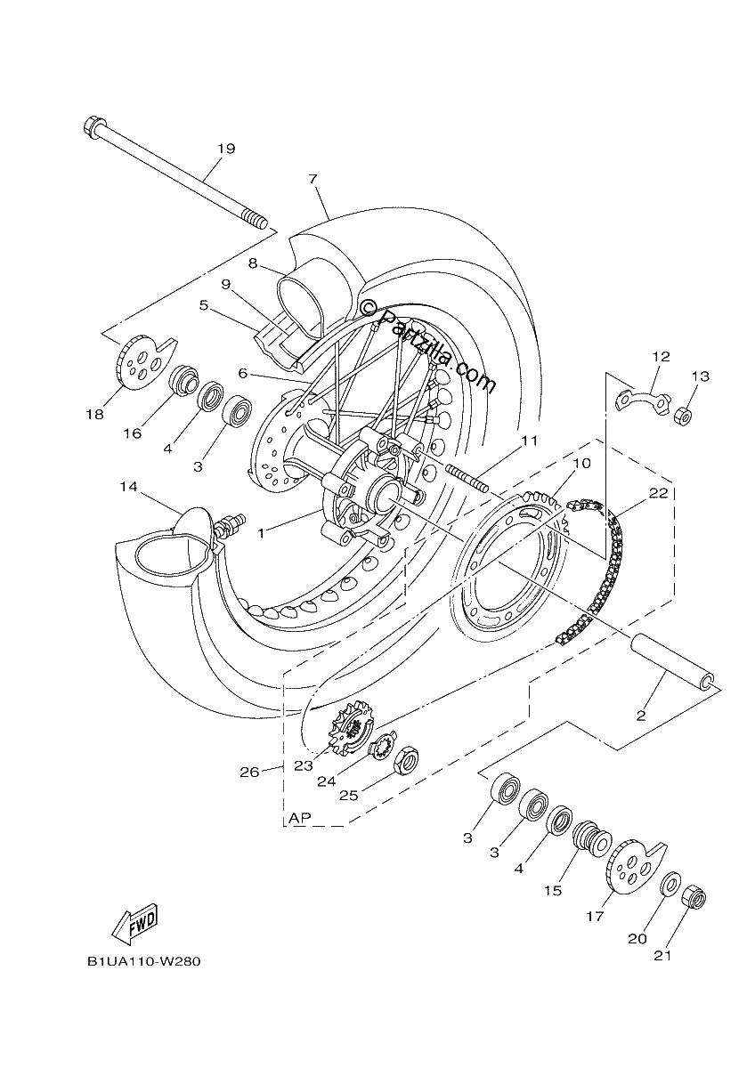 Diagrama de REAR WHEEL