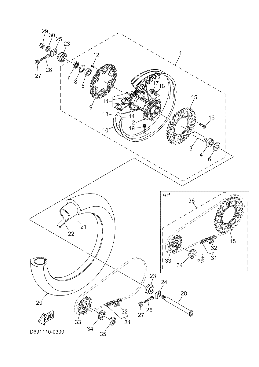 Diagrama de REAR WHEEL