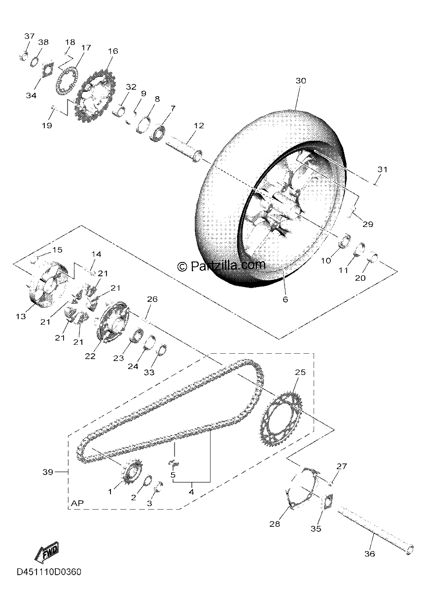 Diagrama de REAR WHEEL