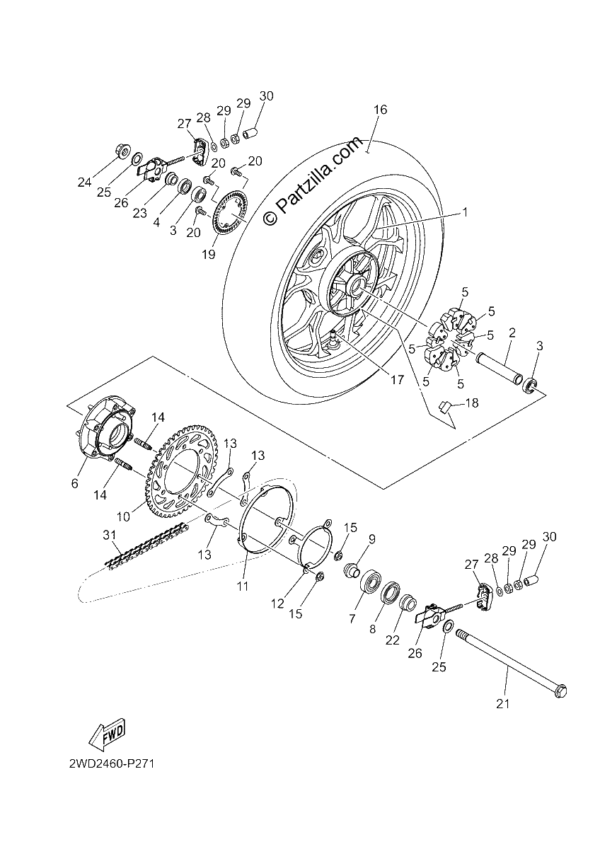 Diagrama de REAR WHEEL
