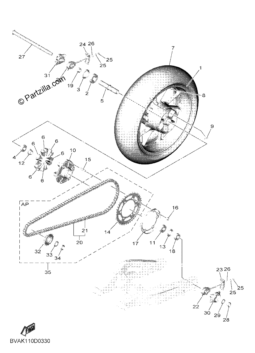 Diagrama de REAR WHEEL