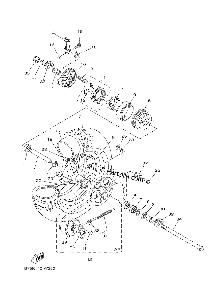 Diagrama de REAR WHEEL