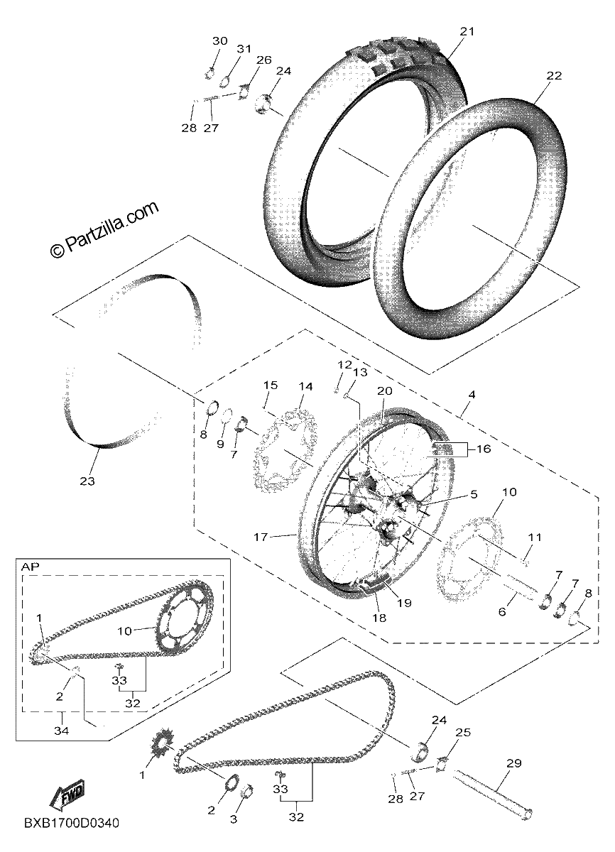 Diagrama de REAR WHEEL